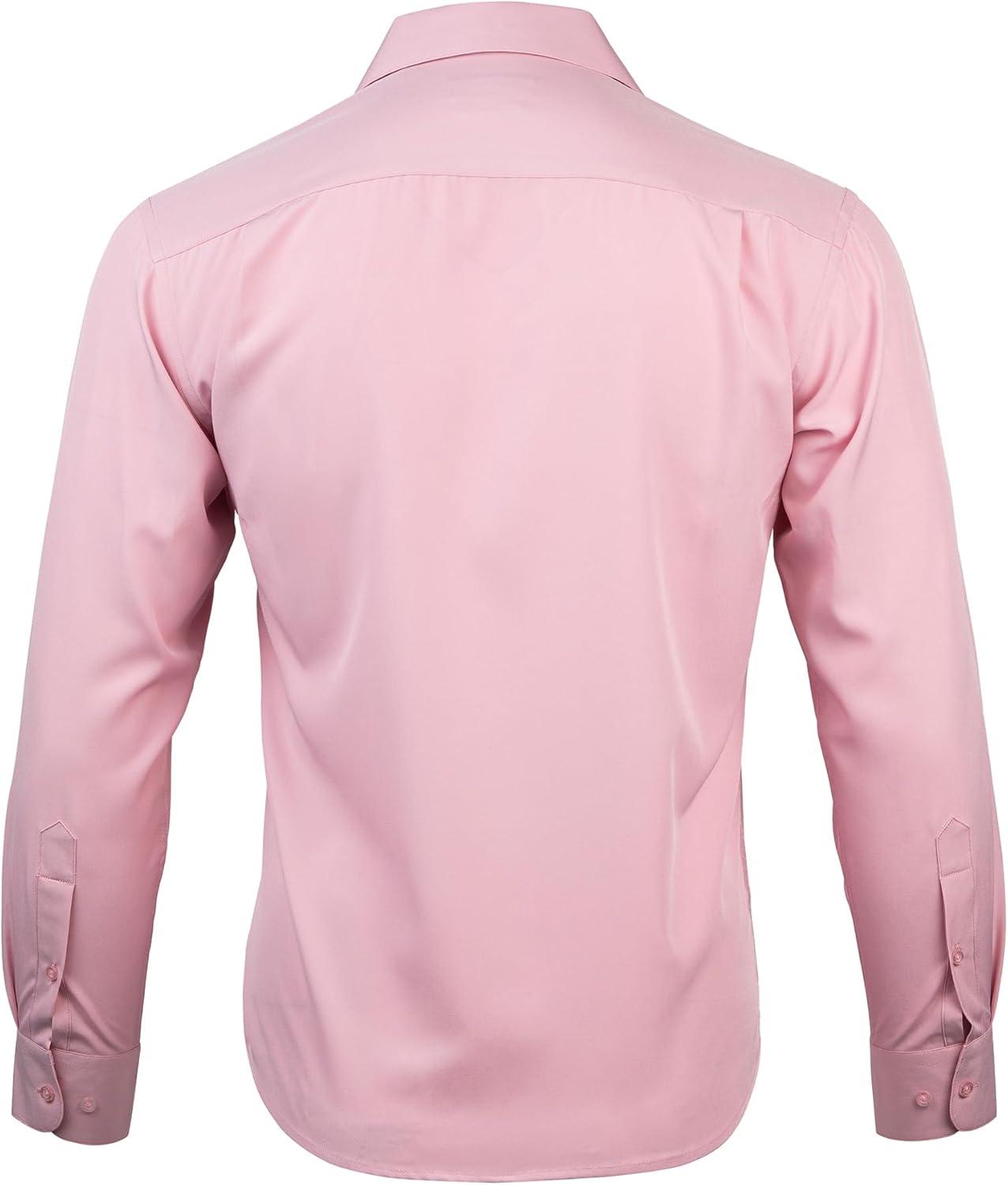 imageNautica Regular Fit Long Sleeve Button Down Dress Shirts for Men Wrinkle Free Long Sleeve Shirt Mens Formal 4Way StretchPink