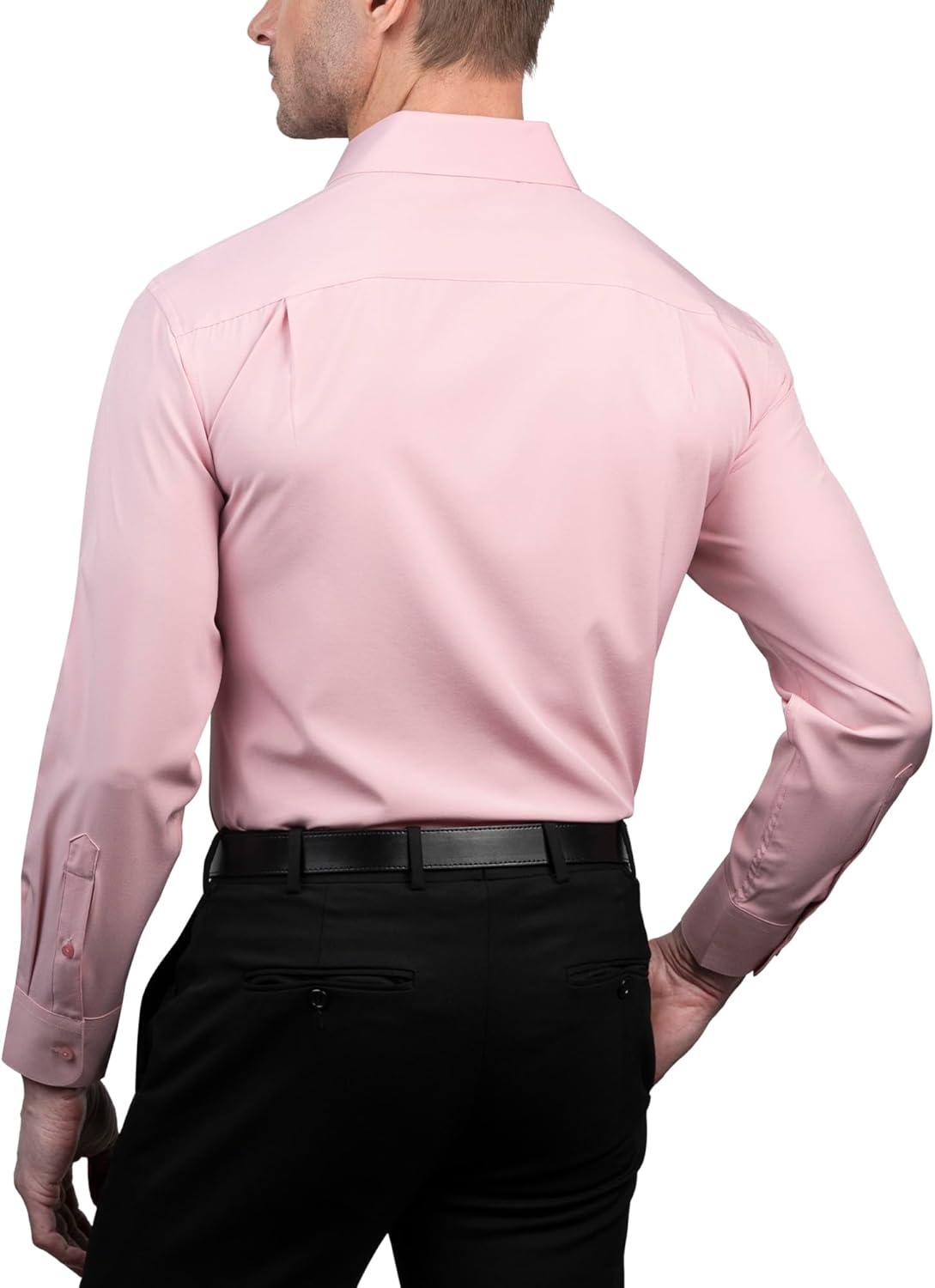 imageNautica Regular Fit Long Sleeve Button Down Dress Shirts for Men Wrinkle Free Long Sleeve Shirt Mens Formal 4Way StretchPink