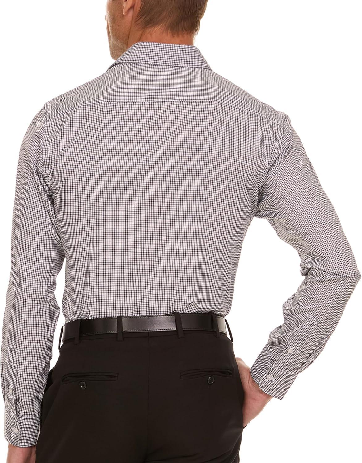 imageNautica Slim Fit Mens Dress Shirts Long Sleeve Performance Polyester Fabric Wrinkle Free 4Way StretchBlack Check