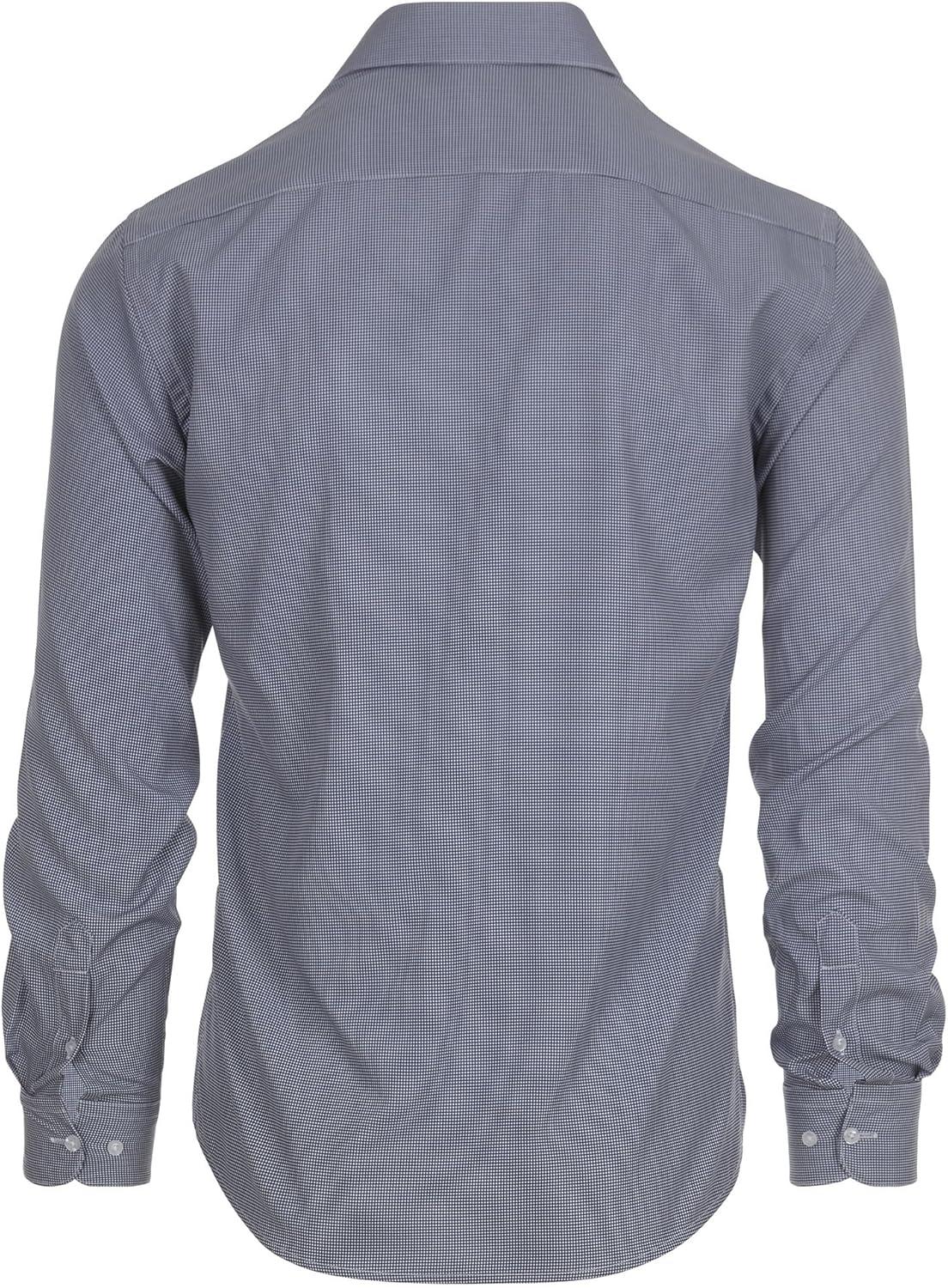 imageNautica Slim Fit Mens Dress Shirts Long Sleeve Performance Polyester Fabric Wrinkle Free 4Way StretchBlack Micro Checks