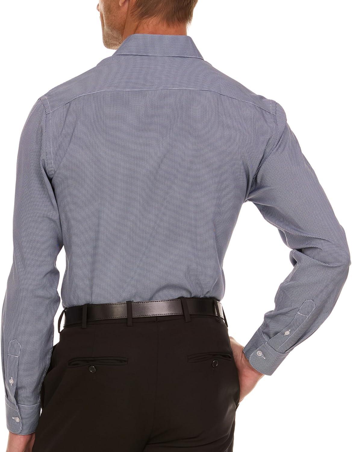 imageNautica Slim Fit Mens Dress Shirts Long Sleeve Performance Polyester Fabric Wrinkle Free 4Way StretchBlack Micro Checks