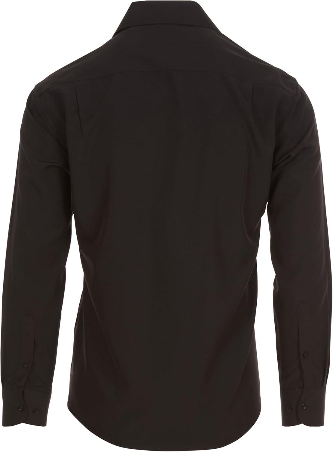 imageNautica Slim Fit Mens Dress Shirts Long Sleeve Performance Polyester Fabric Wrinkle Free 4Way StretchBlack Solid