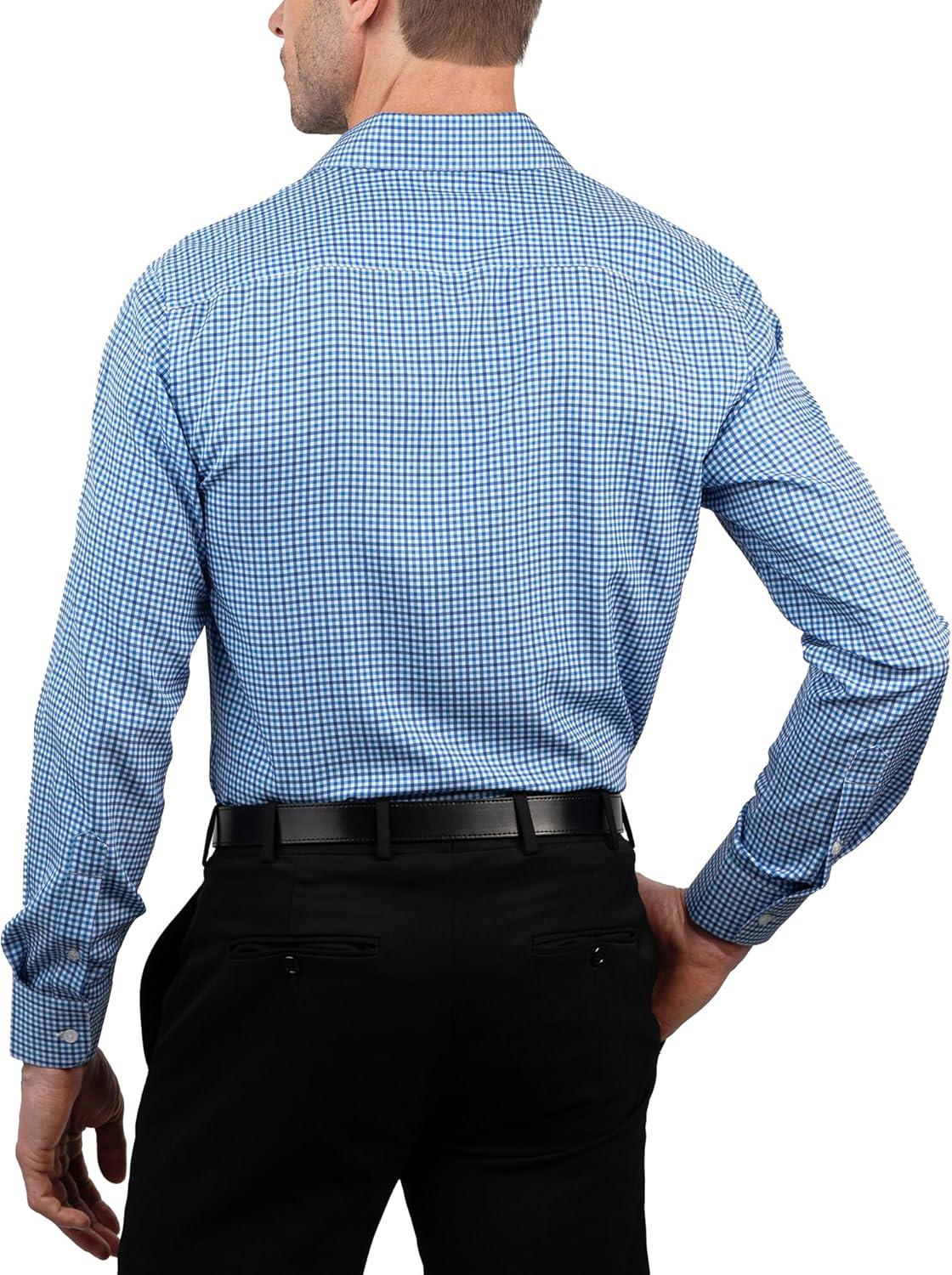 imageNautica Slim Fit Mens Dress Shirts Long Sleeve Performance Polyester Fabric Wrinkle Free 4Way StretchClassic Blue Plaid