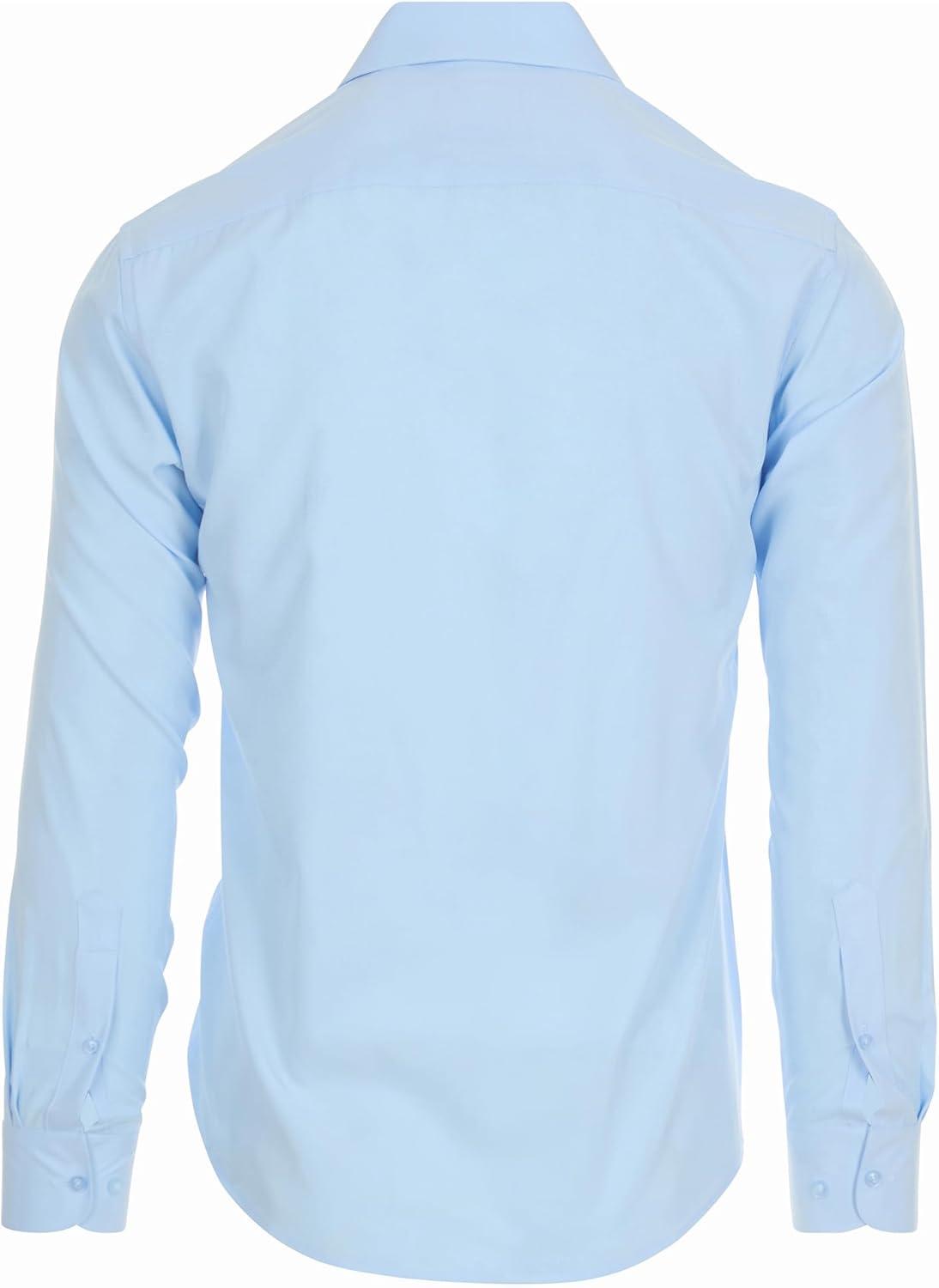 imageNautica Slim Fit Mens Dress Shirts Long Sleeve Performance Polyester Fabric Wrinkle Free 4Way StretchLight Blue