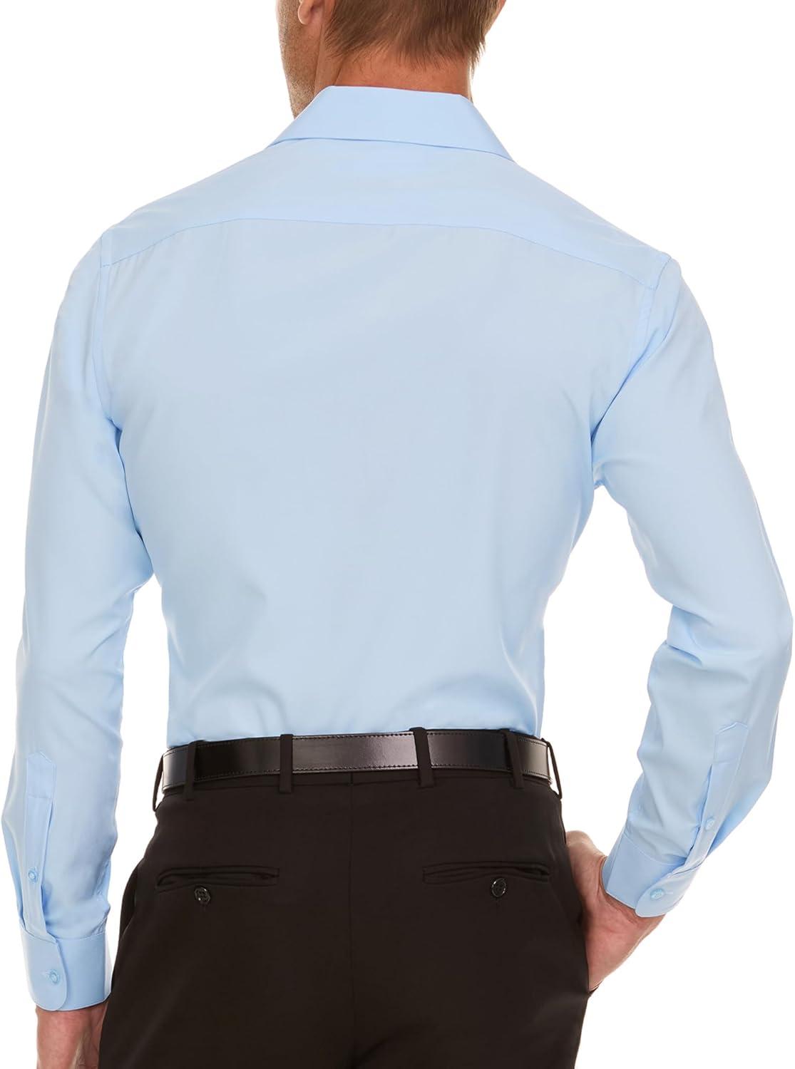 imageNautica Slim Fit Mens Dress Shirts Long Sleeve Performance Polyester Fabric Wrinkle Free 4Way StretchLight Blue