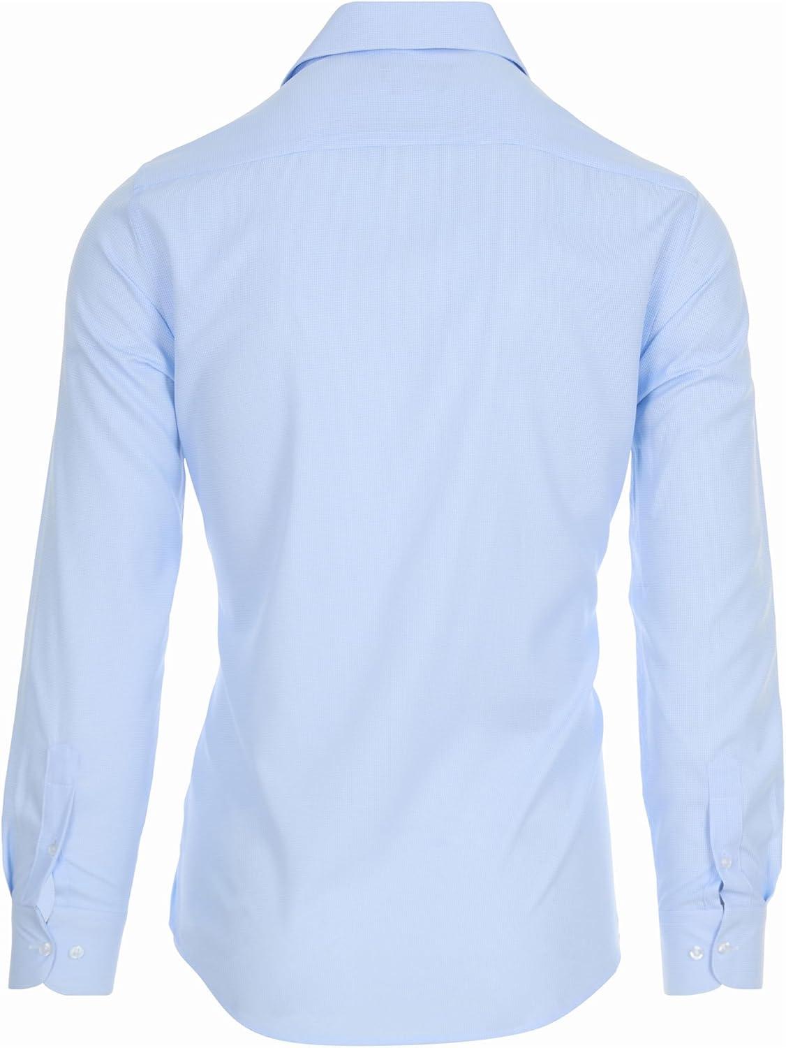imageNautica Slim Fit Mens Dress Shirts Long Sleeve Performance Polyester Fabric Wrinkle Free 4Way StretchLight Blue Micro
