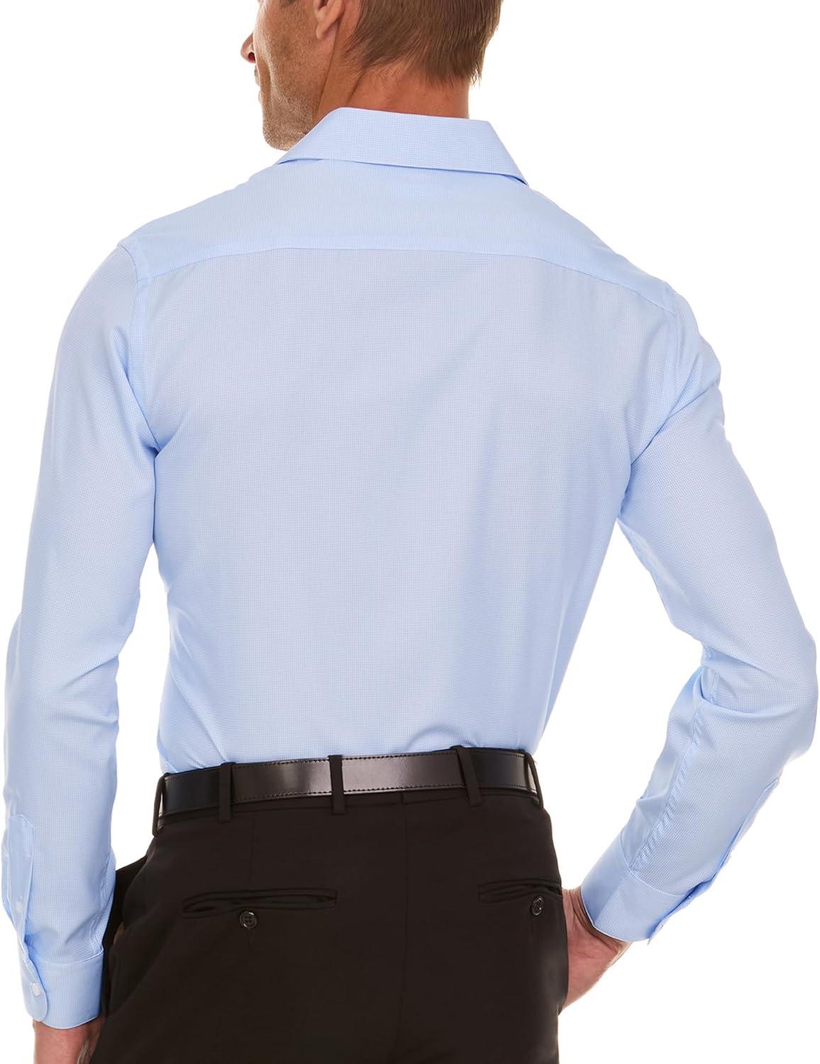 imageNautica Slim Fit Mens Dress Shirts Long Sleeve Performance Polyester Fabric Wrinkle Free 4Way StretchLight Blue Micro