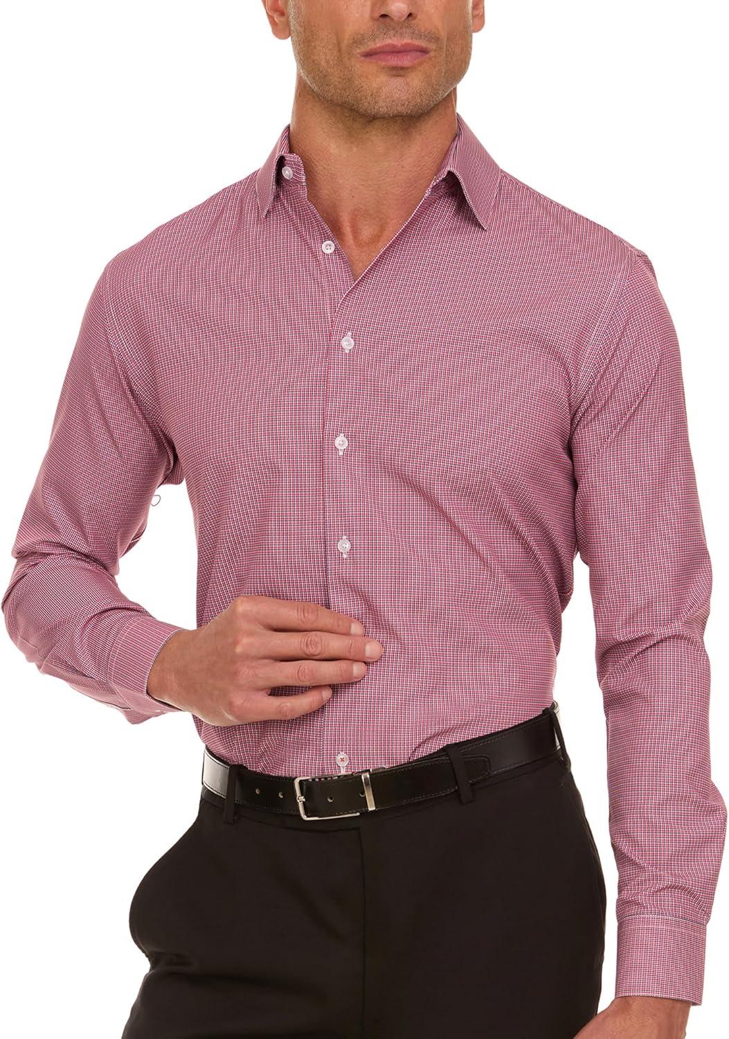 imageNautica Slim Fit Mens Dress Shirts Long Sleeve Performance Polyester Fabric Wrinkle Free 4Way StretchMulti Microcheck