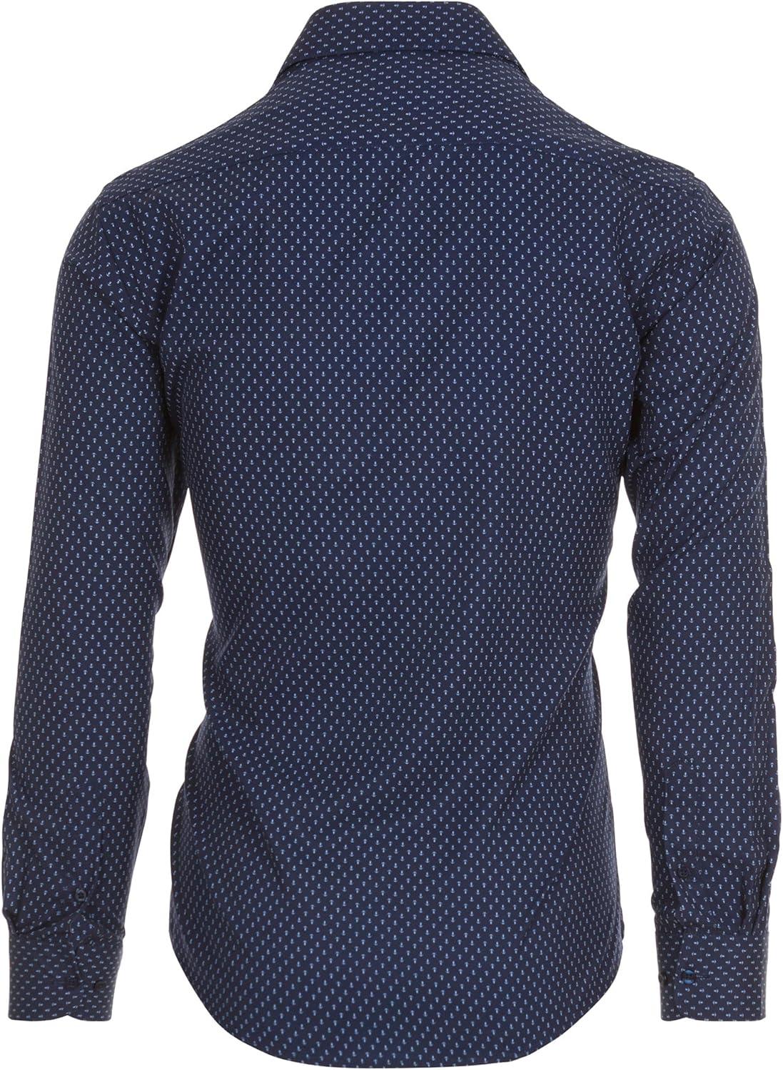 imageNautica Slim Fit Mens Dress Shirts Long Sleeve Performance Polyester Fabric Wrinkle Free 4Way StretchNavy Anchor