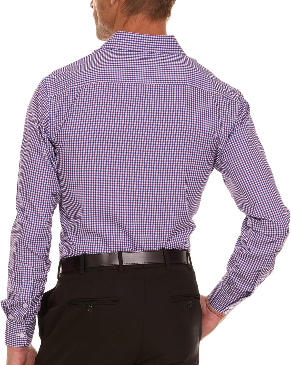 imageNautica Slim Fit Mens Dress Shirts Long Sleeve Performance Polyester Fabric Wrinkle Free 4Way StretchPurple and Blue Check