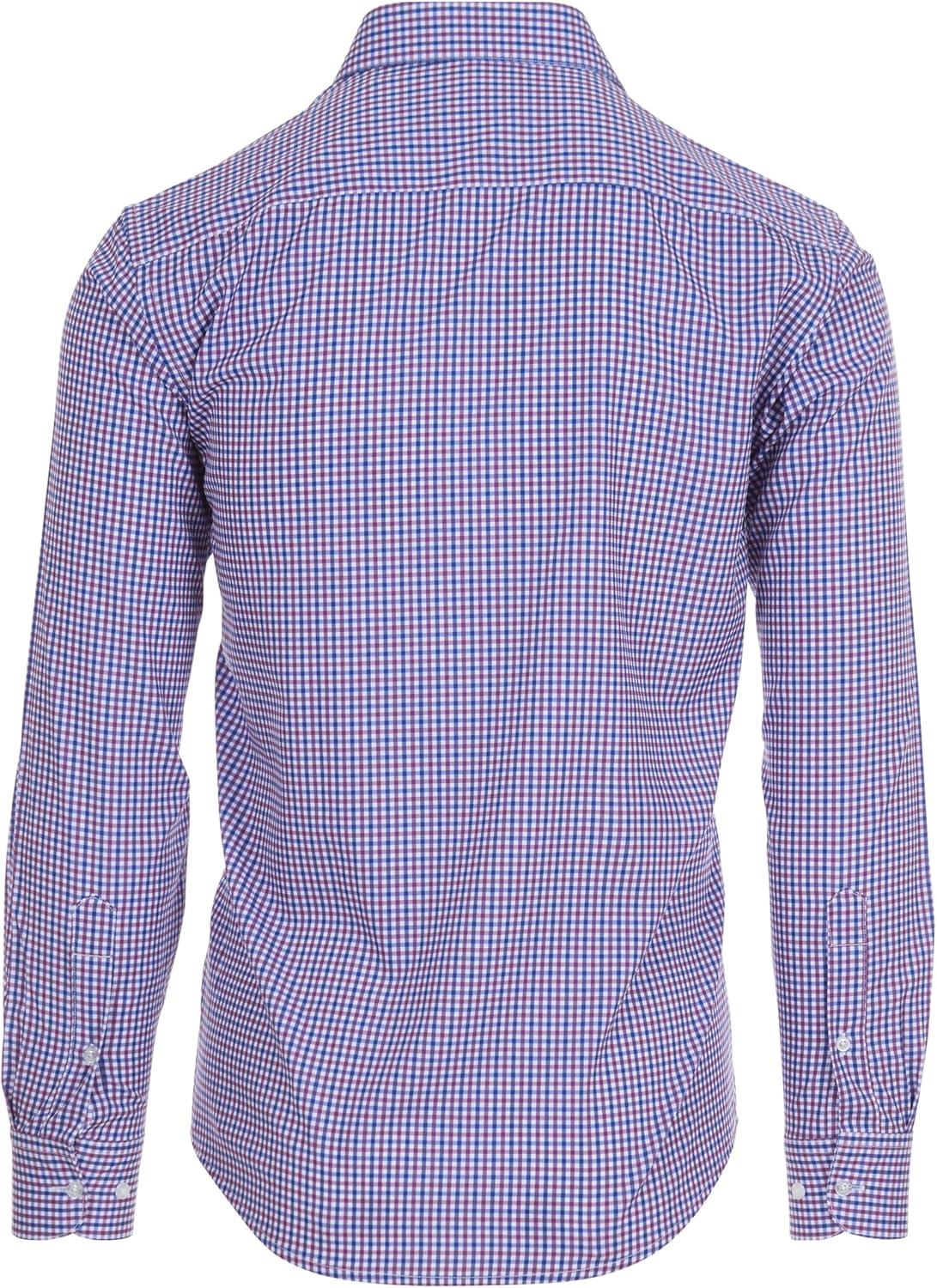 imageNautica Slim Fit Mens Dress Shirts Long Sleeve Performance Polyester Fabric Wrinkle Free 4Way StretchPurple and Blue Check