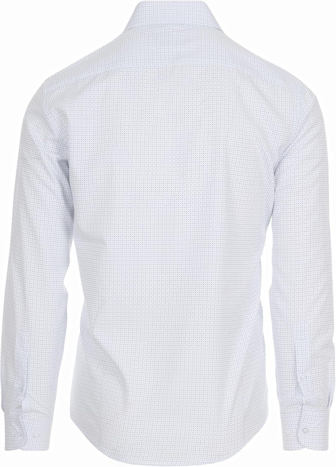 imageNautica Slim Fit Mens Dress Shirts Long Sleeve Performance Polyester Fabric Wrinkle Free 4Way StretchWhite Mini Blue Dots