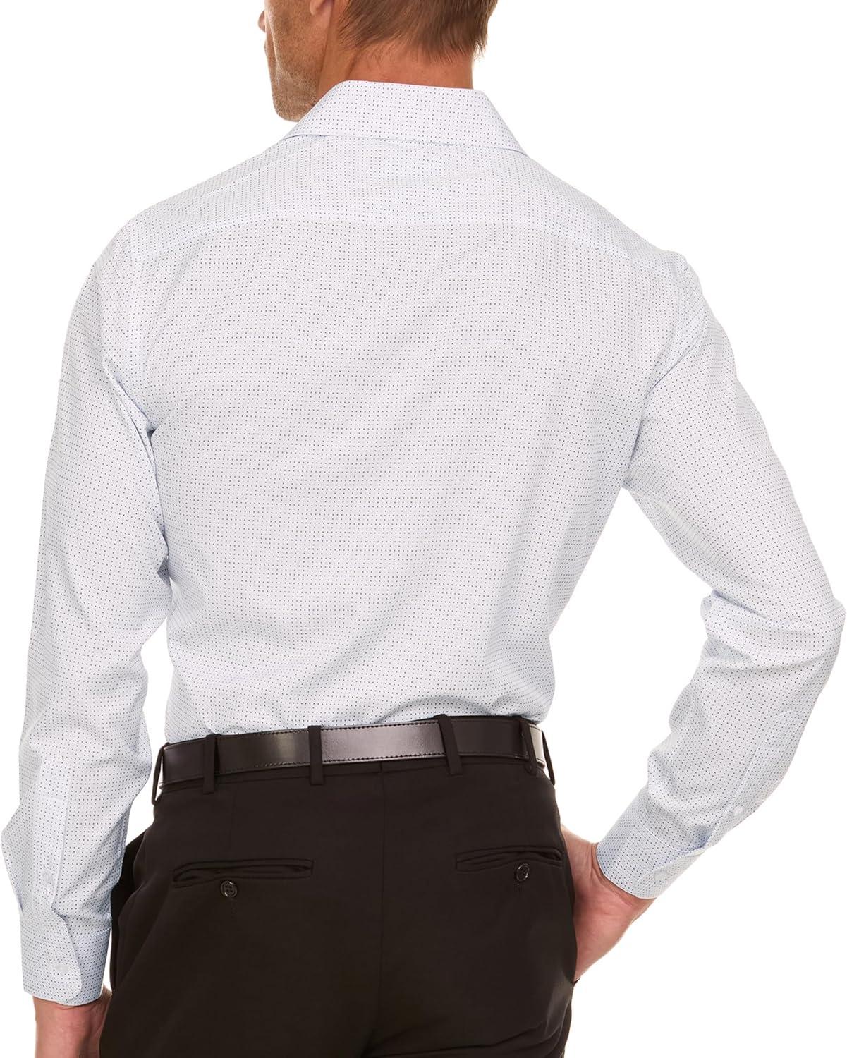 imageNautica Slim Fit Mens Dress Shirts Long Sleeve Performance Polyester Fabric Wrinkle Free 4Way StretchWhite Mini Blue Dots