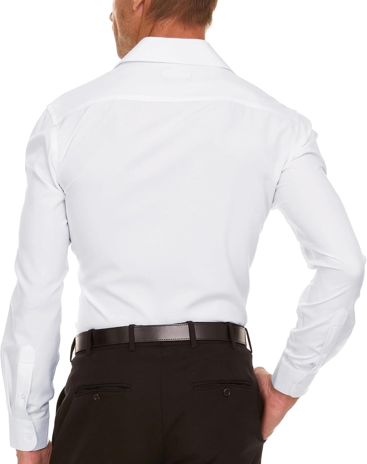 imageNautica Slim Fit Mens Dress Shirts Long Sleeve Performance Polyester Fabric Wrinkle Free 4Way StretchWhite Solid