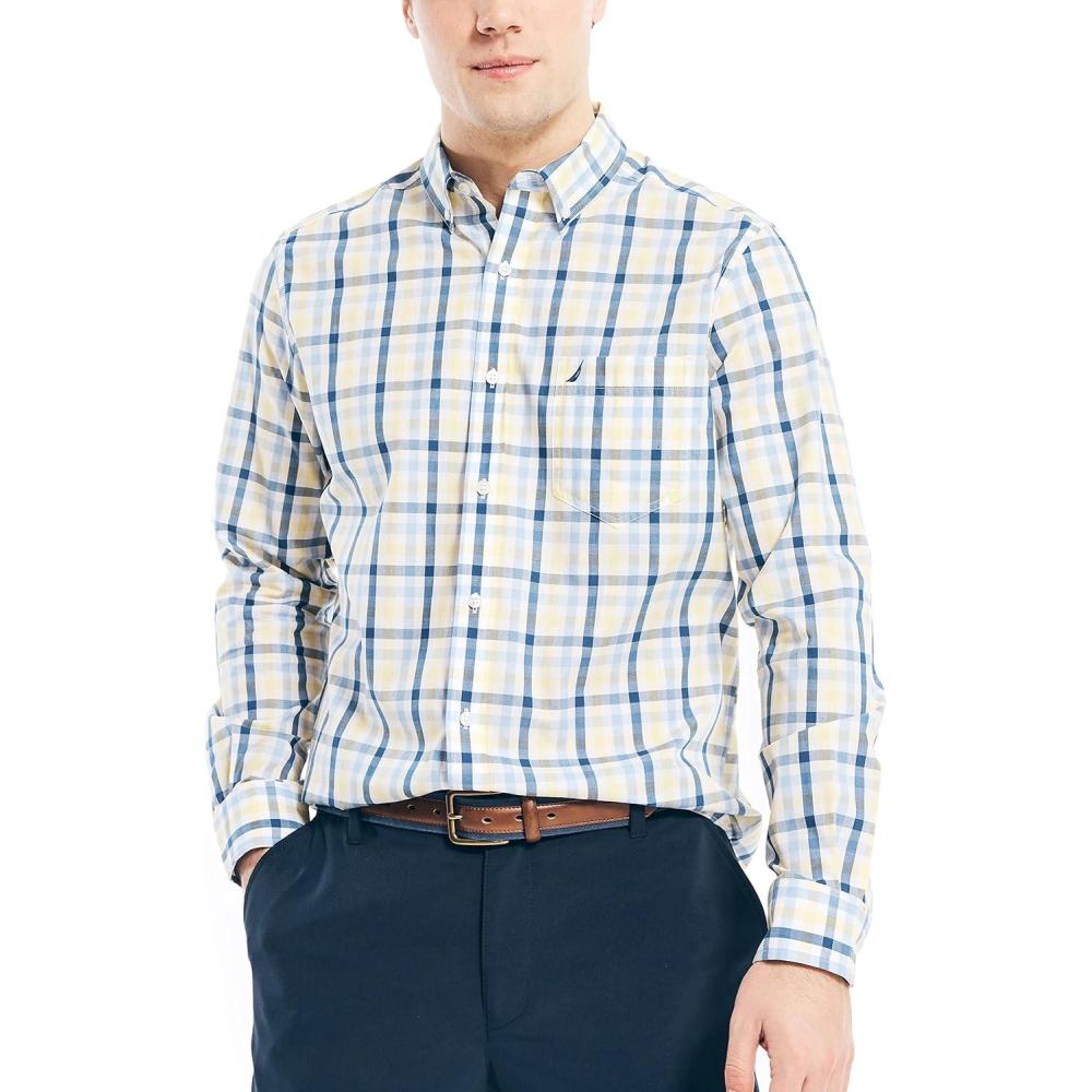 imageNautica Mens Classic Button Down ShirtShoreline Yellow