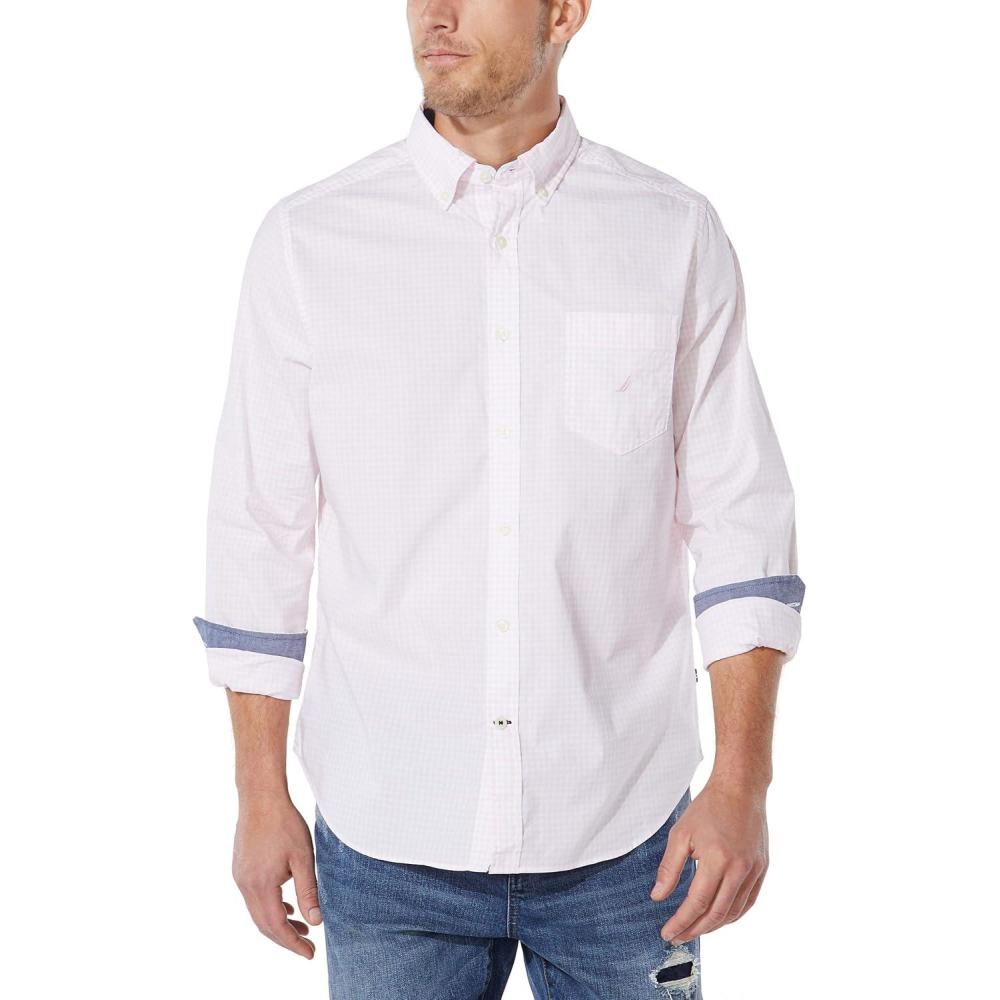 imageNautica Mens Classic Fit Stretch Solid Long Sleeve Button Down ShirtCradle Pink