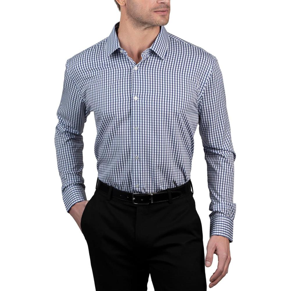 imageNautica Mens Slim FitWhite and Blue Check
