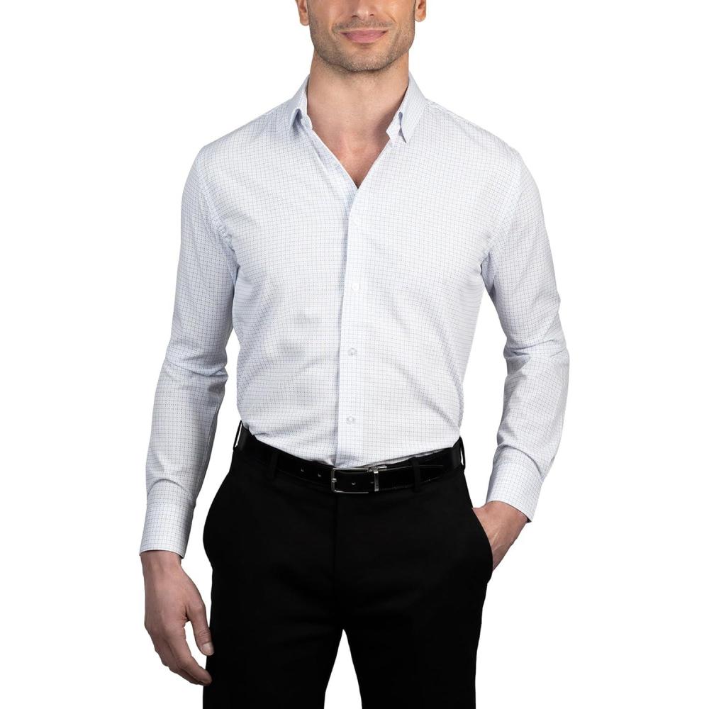imageNautica Mens Slim FitWhite and Blue Geo Square Print