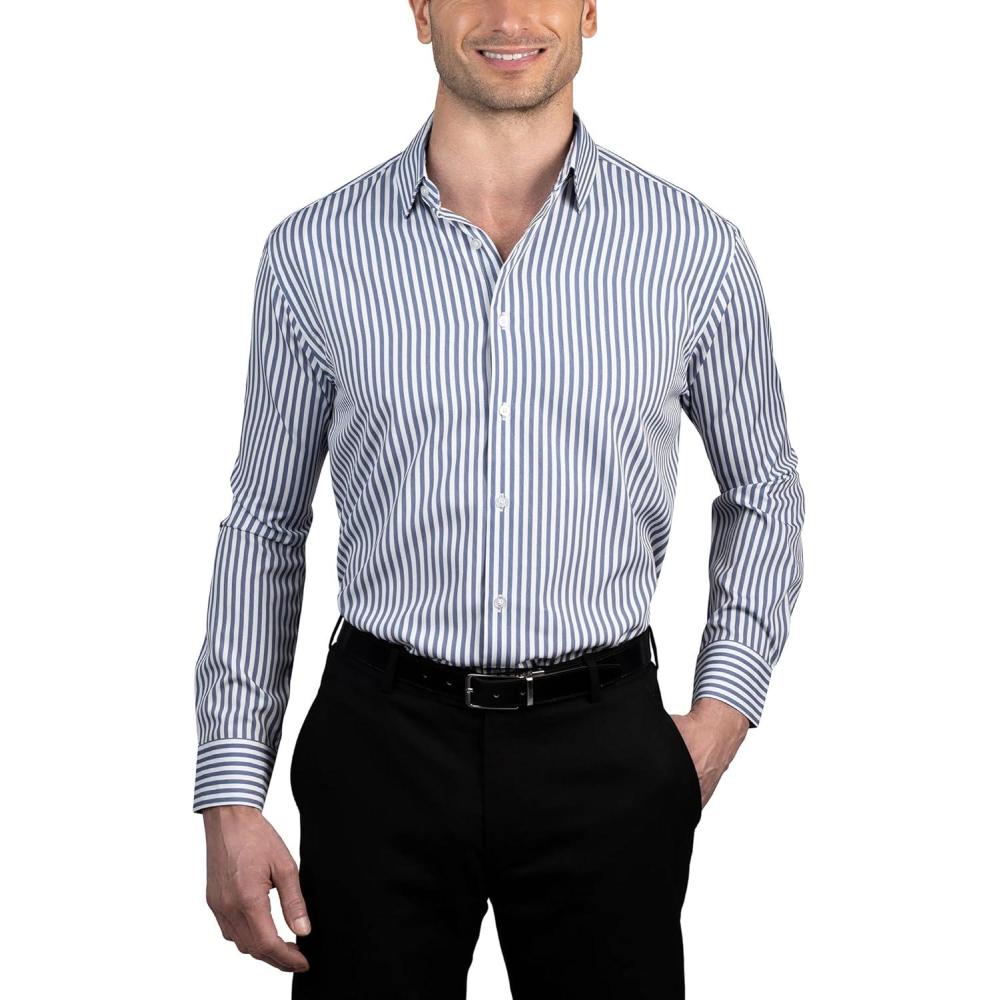 imageNautica Mens Slim FitWhite and Navy Stripes