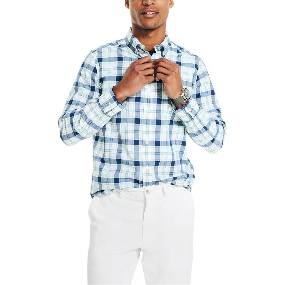 imageNautica Mens Sustainably Crafted Plaid ShirtBright White1