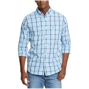 Nautica Men’s Classic Button Down Shirt(White  Blue  Green)