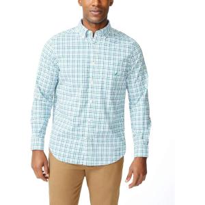 Nautica Men’s Classic Fit Stretch Solid Long Sleeve Button Down Shirt(Cosmic Fern)