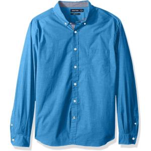 Nautica Men’s Classic Fit Stretch Solid Long Sleeve Button Down Shirt(Deep Water)