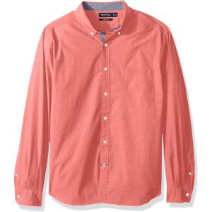 Nautica Men’s Classic Fit Stretch Solid Long Sleeve Button Down Shirt(Dreamy Coral)