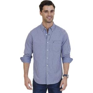Nautica Men’s Classic Fit Stretch Solid Long Sleeve Button Down Shirt(Indigo)