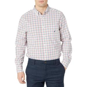 Nautica Men’s Classic Fit Stretch Solid Long Sleeve Button Down Shirt(Sugar Coral)