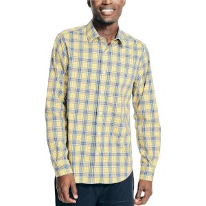 Nautica Mens Nautica Navtech Plaid Shirt(Light Mimosa)