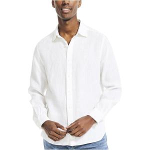 Nautica Men’s Nautica Sustainably Crafted Classic Fit Linen Shirt(Bright White)