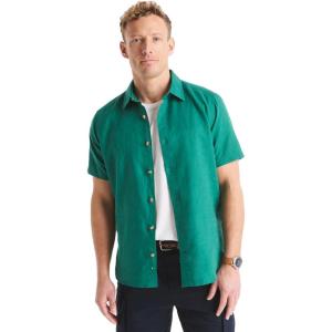 Nautica Men’s Nautica Sustainably Crafted Linen Short-Sleeve Shirt(Green Leaf.)