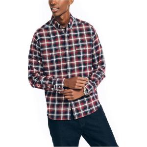 Nautica Mens Nautica Sustainably Crafted Plaid Flannel Shirt(Biking Red)