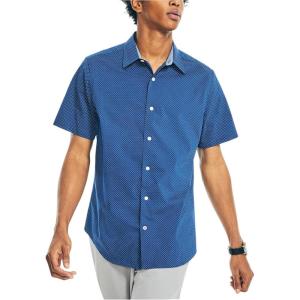 Nautica Men’s Navtech Slim Fit Printed Short-sleeve Shirt(Estate Blue)