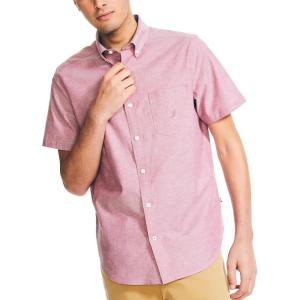 Nautica Mens Short-Sleeve Oxford Shirt(Biking Red)