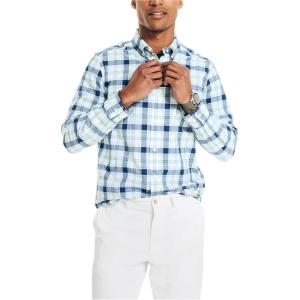Nautica Men’s Sustainably Crafted Plaid Shirt(Bright White1)