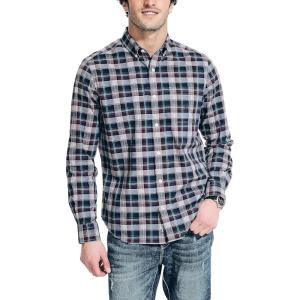 Nautica Men’s Sustainably Crafted Plaid Shirt(Griffin Grey)