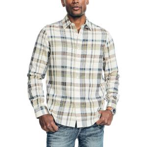 Nautica Men’s Sustainably Crafted Plaid Shirt(Oatmeal)