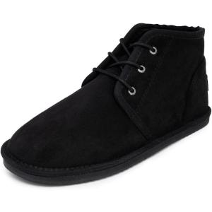 Nautica Men’s Winter Ankle Boots – Sherpa Lined Lace Up Slippers for Cold Weather, Warm Indoor Outdoor House Shoes, Comfortable Cozy Booties(Black)