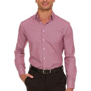 Nautica Regular Fit Long Sleeve Button Down Dress Shirts for Men – Wrinkle Free Long Sleeve Shirt Mens Formal 4-Way Stretch(Blue and Red Check)