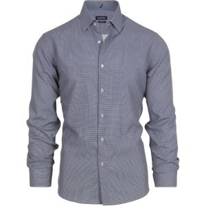 Nautica Slim Fit Mens Dress Shirts Long Sleeve Performance Polyester Fabric Wrinkle Free 4-Way Stretch(Black Micro Checks)