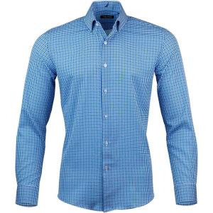 Nautica Slim Fit Mens Dress Shirts Long Sleeve Performance Polyester Fabric Wrinkle Free 4-Way Stretch(Classic Blue Plaid)