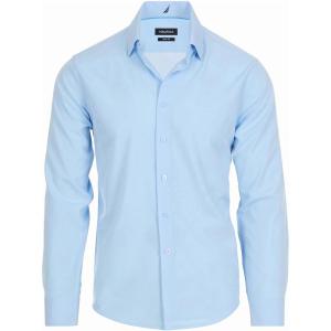 Nautica Slim Fit Mens Dress Shirts Long Sleeve Performance Polyester Fabric Wrinkle Free 4-Way Stretch(Light Blue)
