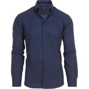 Nautica Slim Fit Mens Dress Shirts Long Sleeve Performance Polyester Fabric Wrinkle Free 4-Way Stretch(Navy Anchor)