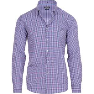 Nautica Slim Fit Mens Dress Shirts Long Sleeve Performance Polyester Fabric Wrinkle Free 4-Way Stretch(Purple and Blue Check)