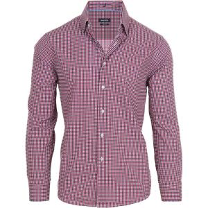 Nautica Slim Fit Mens Dress Shirts Long Sleeve Performance Polyester Fabric Wrinkle Free 4-Way Stretch(Red Plaid)
