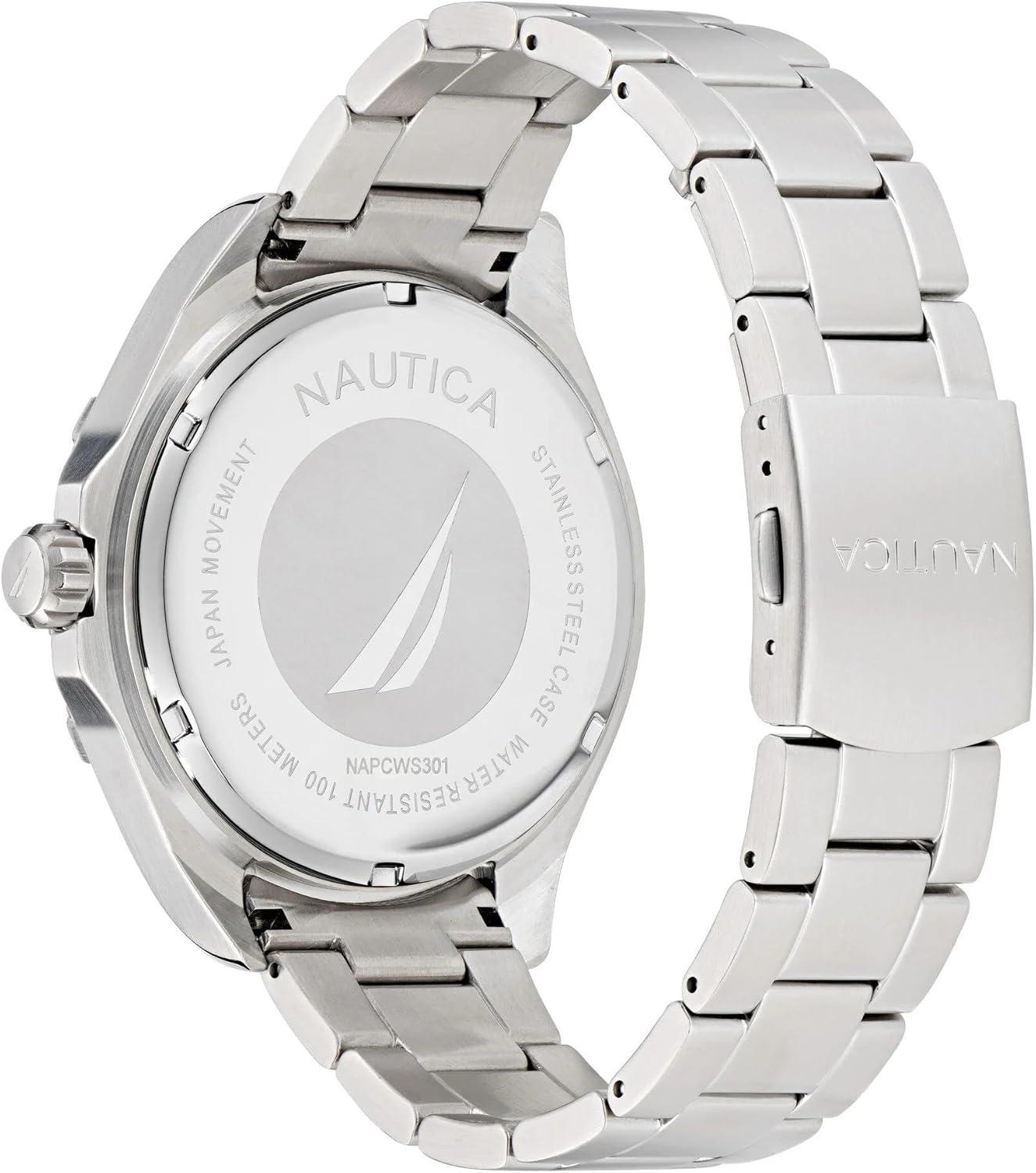 imageNautica Mens Clearwater Beach WatchSilverBlackSilver