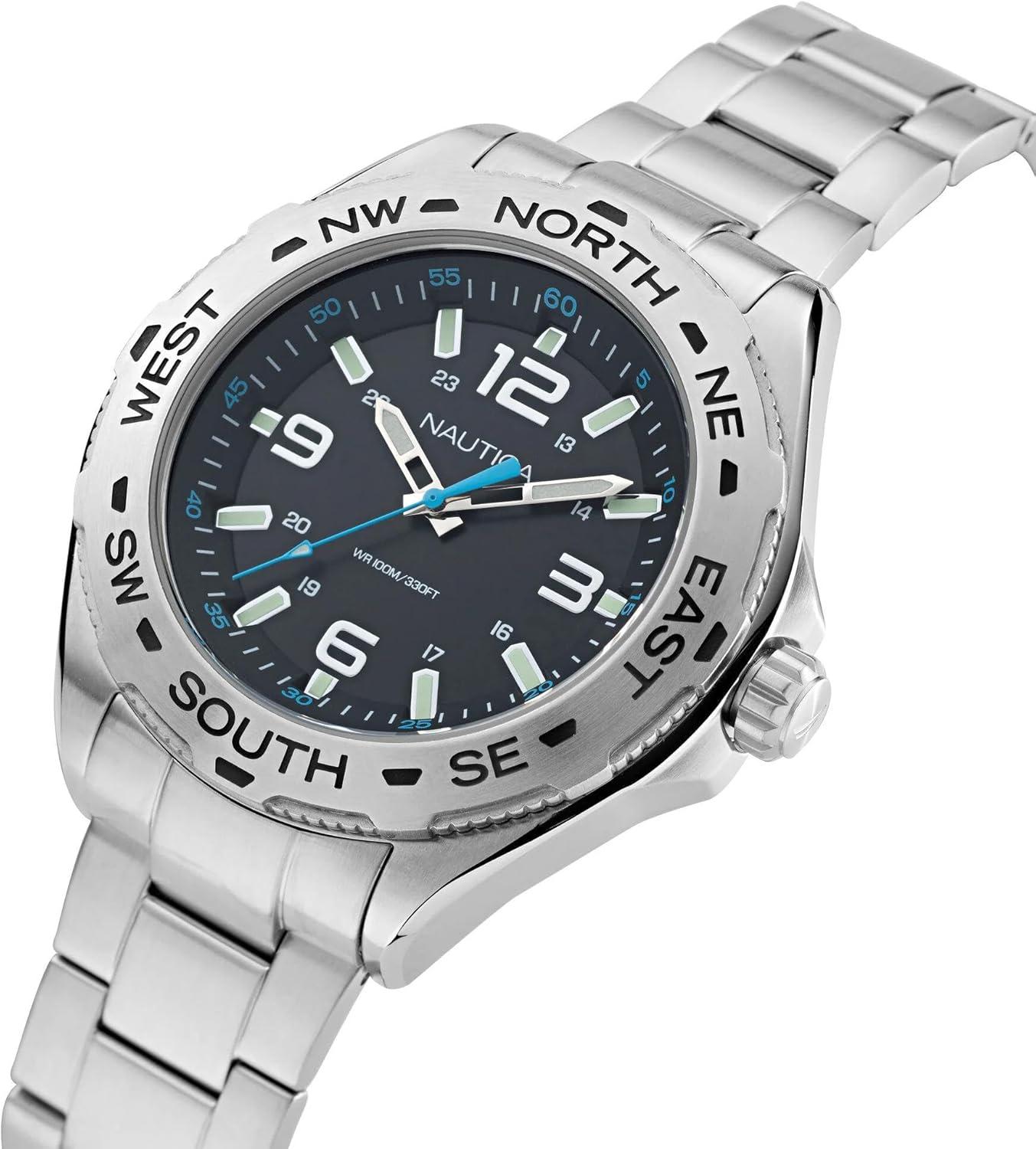 imageNautica Mens Clearwater Beach WatchSilverBlackSilver