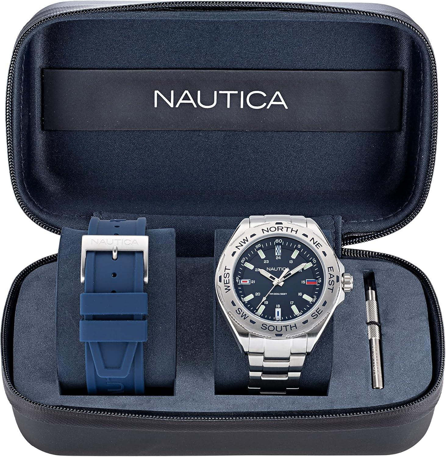 imageNautica Mens Clearwater Beach WatchSilverBlueSilver